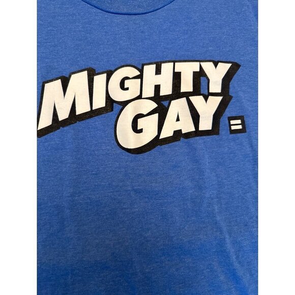 Equality "Mighty Gay" Blue T-Shirt XL - Picture 2 of 4
